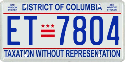 DC license plate ET7804