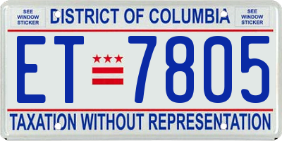 DC license plate ET7805