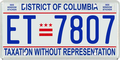 DC license plate ET7807