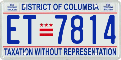 DC license plate ET7814