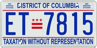 DC license plate ET7815