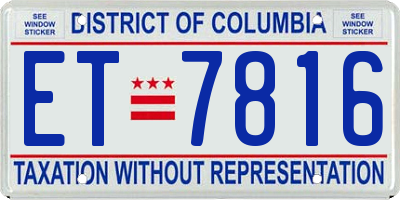 DC license plate ET7816