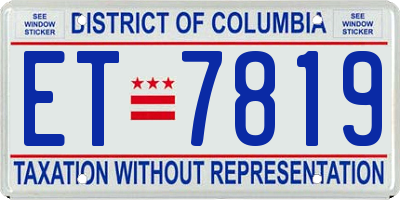 DC license plate ET7819