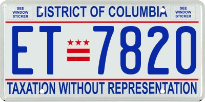 DC license plate ET7820