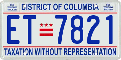DC license plate ET7821