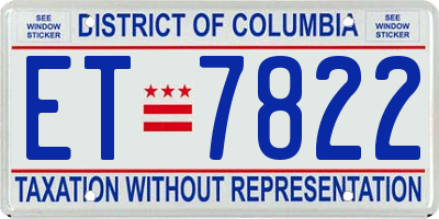 DC license plate ET7822