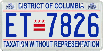 DC license plate ET7826