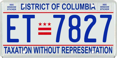 DC license plate ET7827