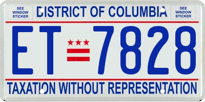 DC license plate ET7828
