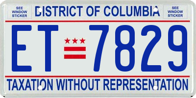 DC license plate ET7829