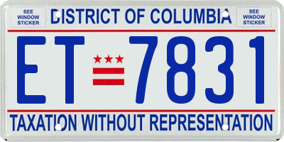 DC license plate ET7831
