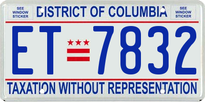 DC license plate ET7832