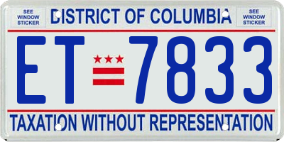 DC license plate ET7833