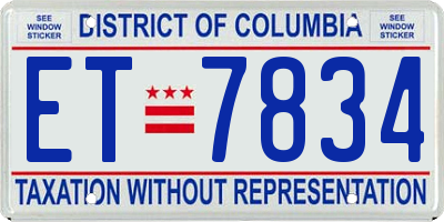 DC license plate ET7834