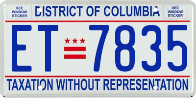 DC license plate ET7835