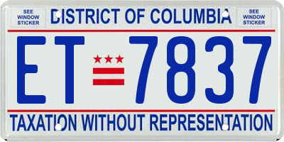 DC license plate ET7837