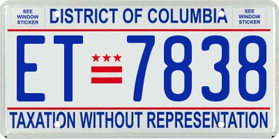 DC license plate ET7838