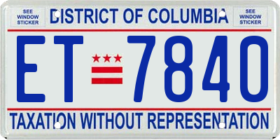 DC license plate ET7840