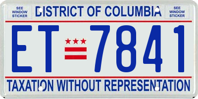 DC license plate ET7841