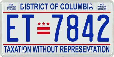 DC license plate ET7842