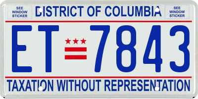 DC license plate ET7843