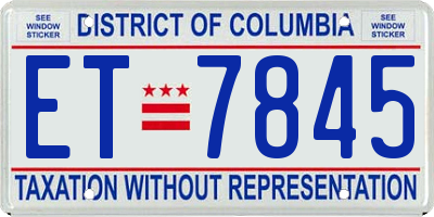 DC license plate ET7845