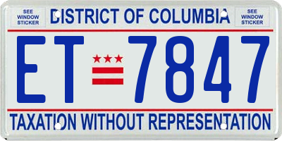 DC license plate ET7847