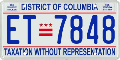 DC license plate ET7848