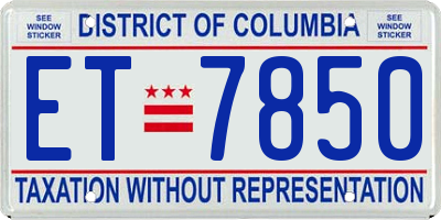 DC license plate ET7850
