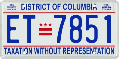 DC license plate ET7851