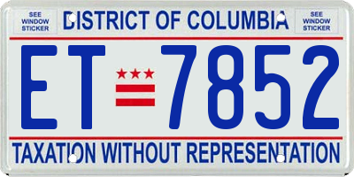DC license plate ET7852