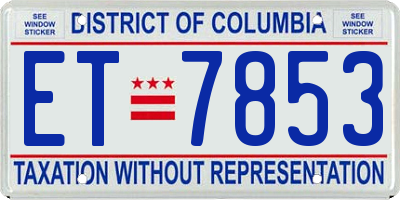 DC license plate ET7853