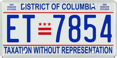 DC license plate ET7854