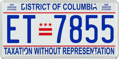 DC license plate ET7855