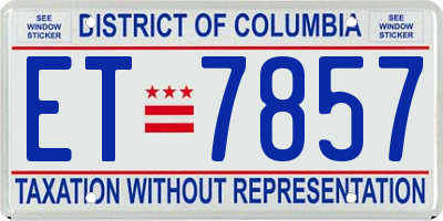 DC license plate ET7857