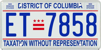 DC license plate ET7858