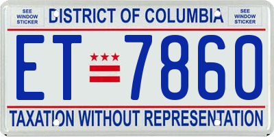 DC license plate ET7860