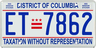 DC license plate ET7862