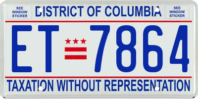 DC license plate ET7864
