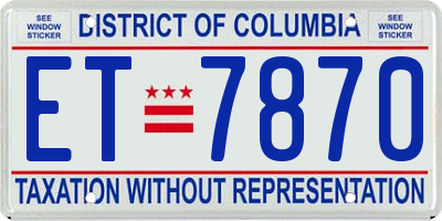 DC license plate ET7870