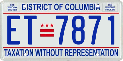 DC license plate ET7871
