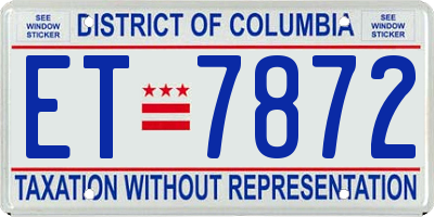 DC license plate ET7872