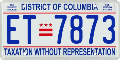 DC license plate ET7873