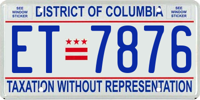 DC license plate ET7876
