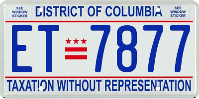 DC license plate ET7877