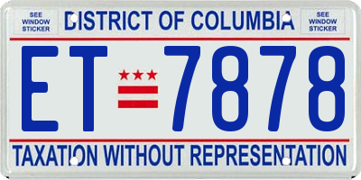 DC license plate ET7878
