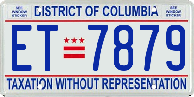 DC license plate ET7879