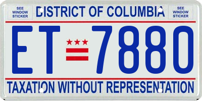 DC license plate ET7880