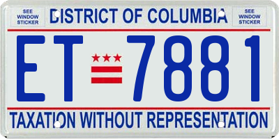 DC license plate ET7881