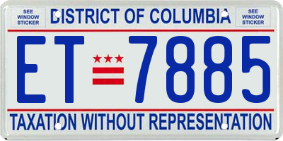 DC license plate ET7885